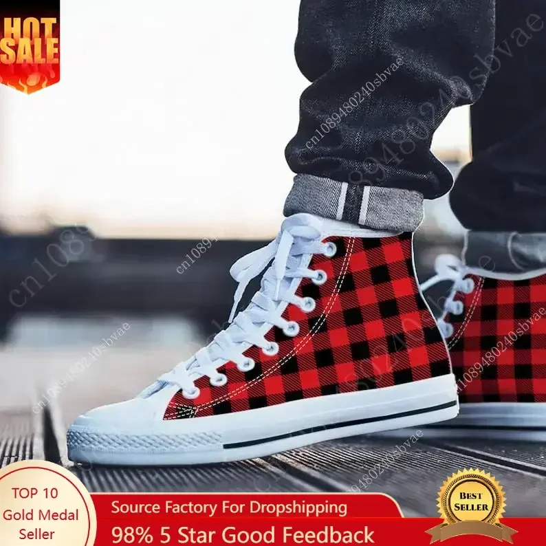 Men Shoes Size 46 - Chaussures montantes à carreaux pour hommes
