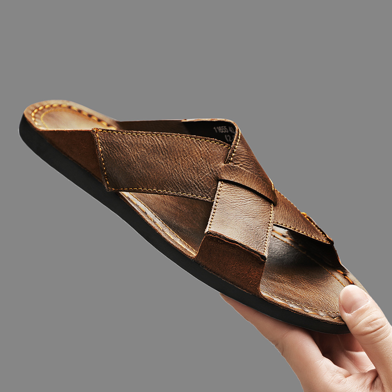 Men Shoes Ecco - Mode en cuir véritable hommes pantoufles
