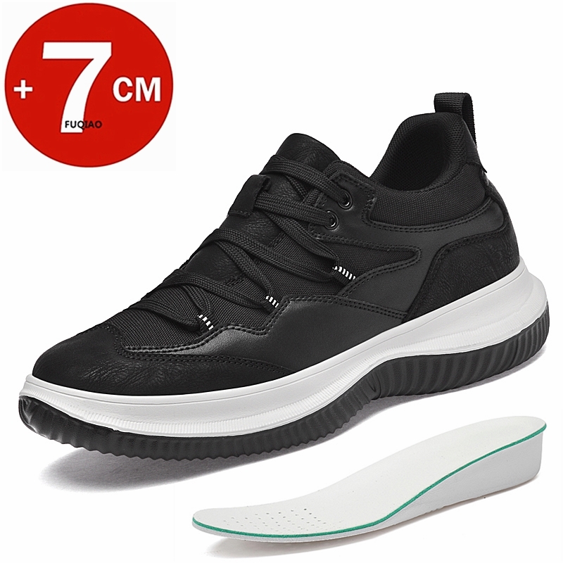 Men'S Shoes To Increase Height - Baskets décontractées en cuir respirantes pour