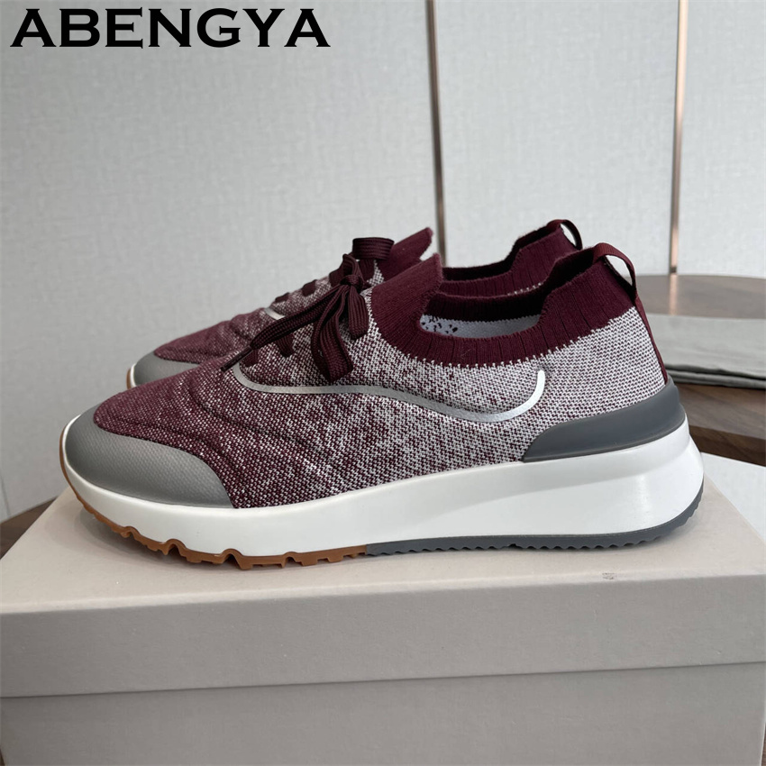 Men Shoes Trainers - Nouvelles chaussures mocassins tricotées multicolores pour
