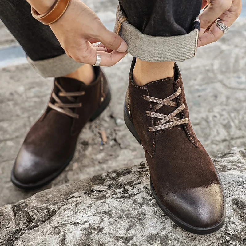 Bottines en daim de vache fait - Men'S Shoes Zipper avis et prix