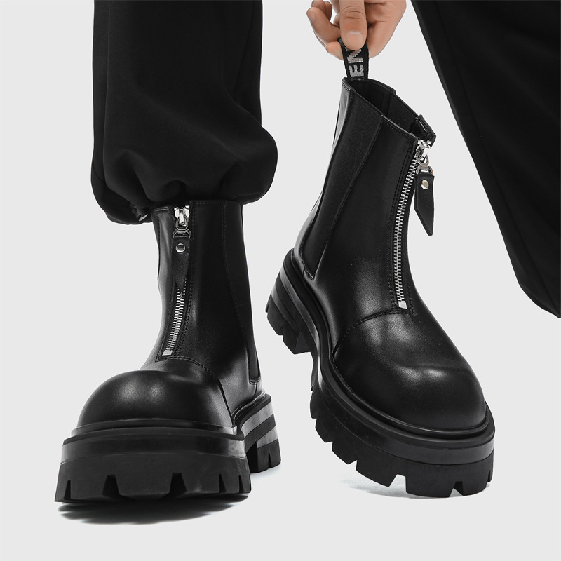 Hommes bottes Chelsea Pu cuir  - Men'S Shoes Zipper avis et prix